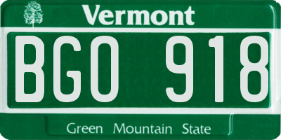 VT license plate BGO918