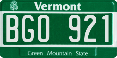 VT license plate BGO921