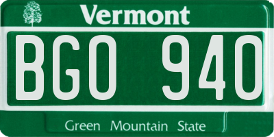VT license plate BGO940