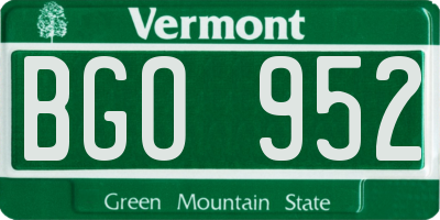 VT license plate BGO952