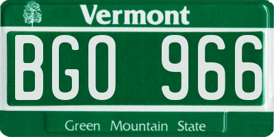 VT license plate BGO966