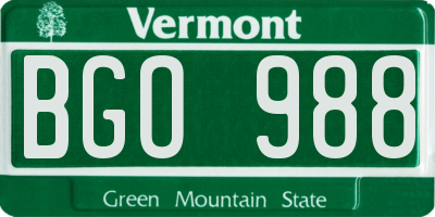 VT license plate BGO988