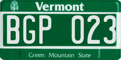VT license plate BGP023