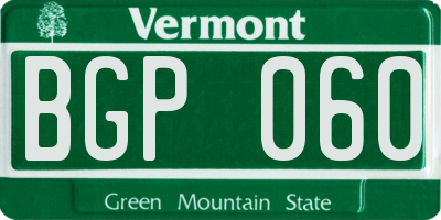 VT license plate BGP060