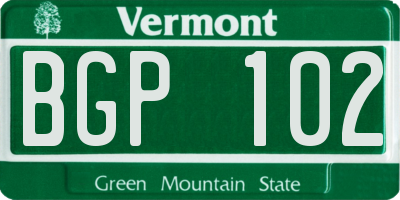 VT license plate BGP102