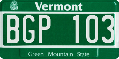 VT license plate BGP103