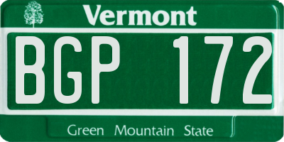 VT license plate BGP172