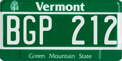 VT license plate BGP212