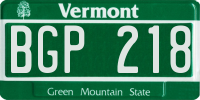 VT license plate BGP218