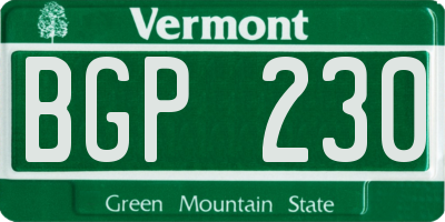 VT license plate BGP230