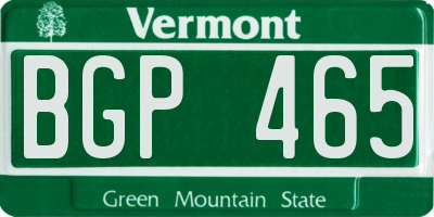 VT license plate BGP465