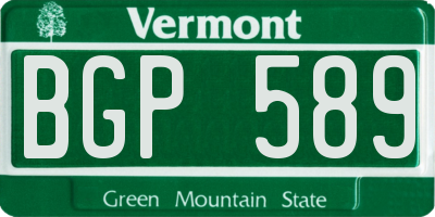 VT license plate BGP589