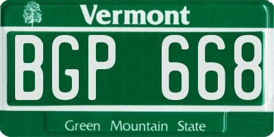 VT license plate BGP668