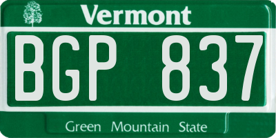 VT license plate BGP837