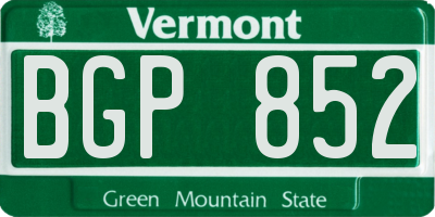 VT license plate BGP852