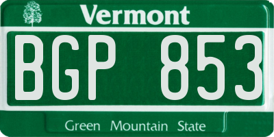 VT license plate BGP853