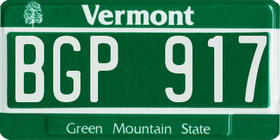 VT license plate BGP917
