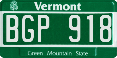 VT license plate BGP918