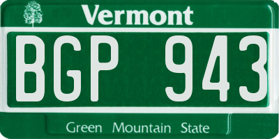 VT license plate BGP943