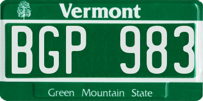 VT license plate BGP983