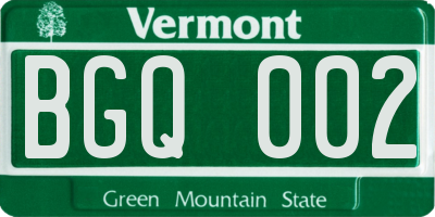 VT license plate BGQ002