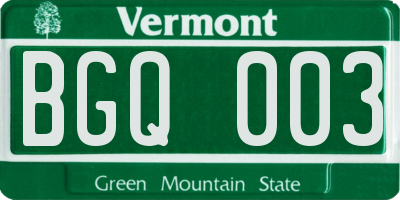 VT license plate BGQ003
