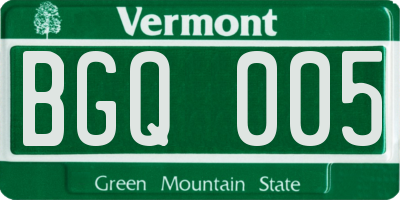 VT license plate BGQ005