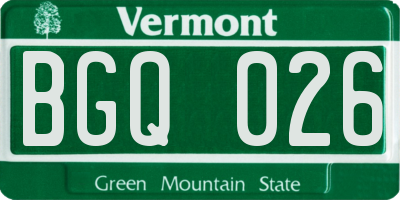 VT license plate BGQ026