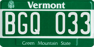 VT license plate BGQ033