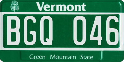 VT license plate BGQ046