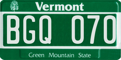 VT license plate BGQ070