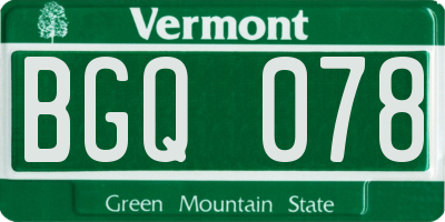 VT license plate BGQ078