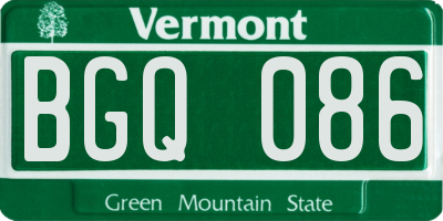 VT license plate BGQ086