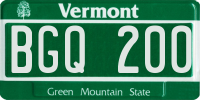 VT license plate BGQ200