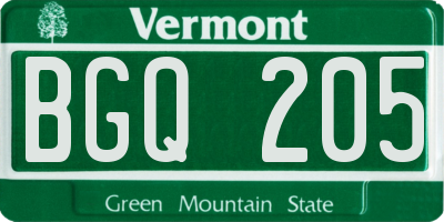 VT license plate BGQ205