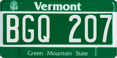 VT license plate BGQ207
