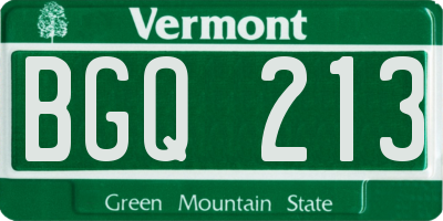 VT license plate BGQ213