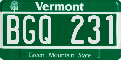 VT license plate BGQ231