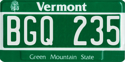 VT license plate BGQ235