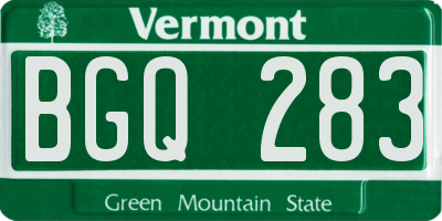 VT license plate BGQ283