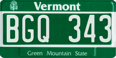 VT license plate BGQ343