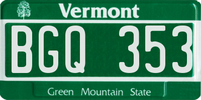 VT license plate BGQ353