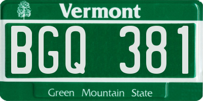 VT license plate BGQ381