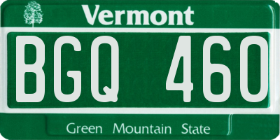 VT license plate BGQ460