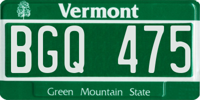 VT license plate BGQ475