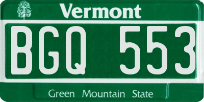 VT license plate BGQ553