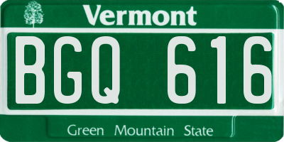 VT license plate BGQ616