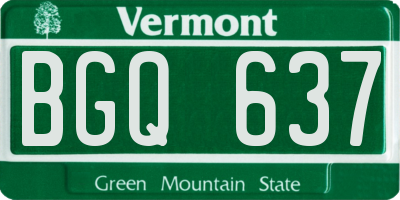 VT license plate BGQ637