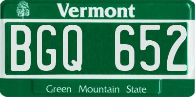 VT license plate BGQ652