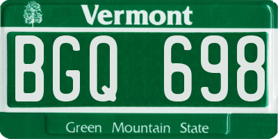 VT license plate BGQ698